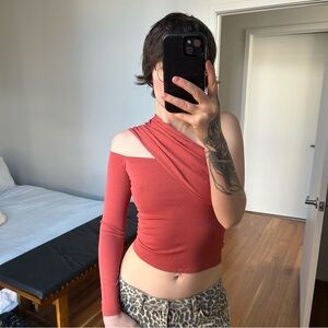 Stylish One-Shoulder Coral Top